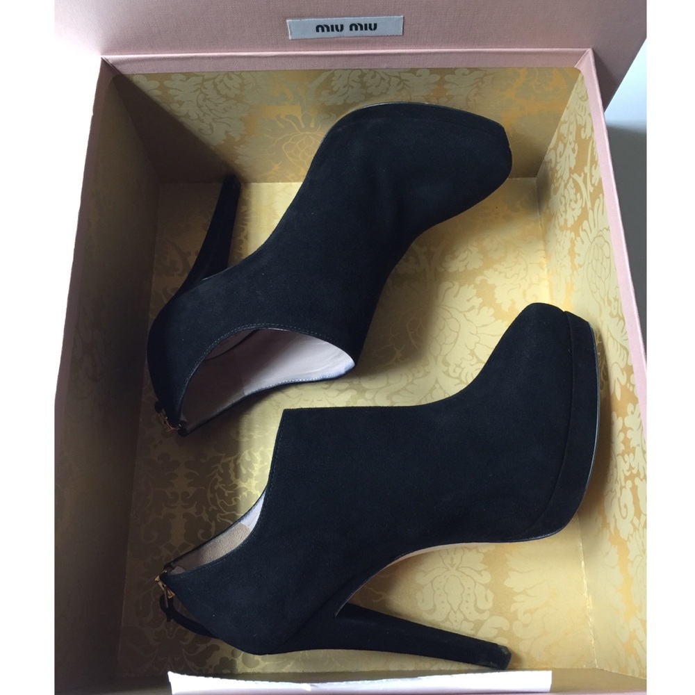 Miu Miu Black Suede Platform Booties